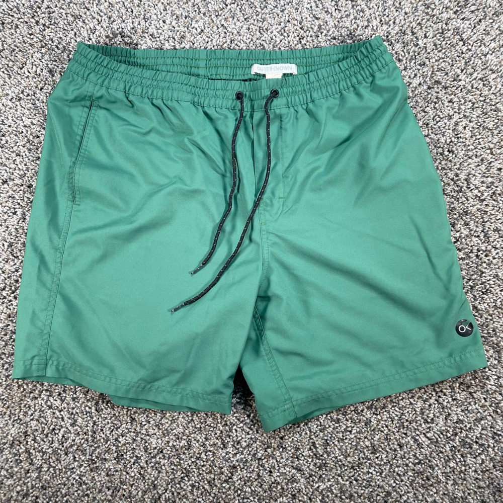 Outerknown Nomadic Volley Shorts Men's L Green Recycled Polyester Swim Trunks